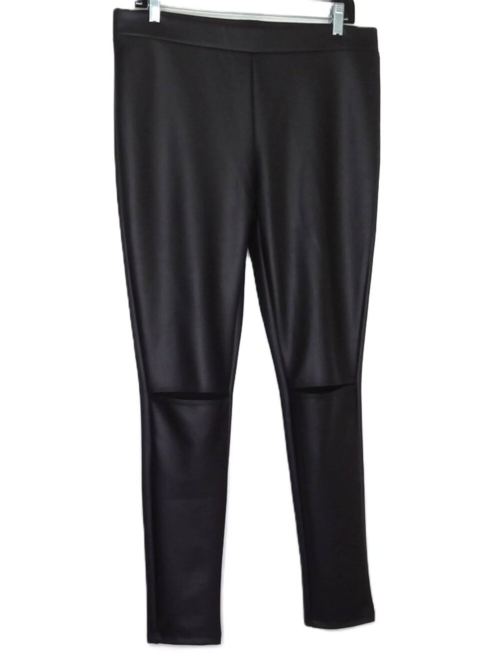 NWT Express Black Faux Leather Pants Knee Cutouts Biker Skinny Goth Punk Flaw L